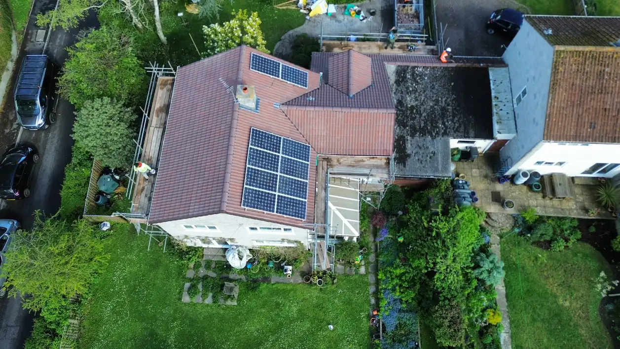 04 clay tile reroof solar aerial rear Somerset