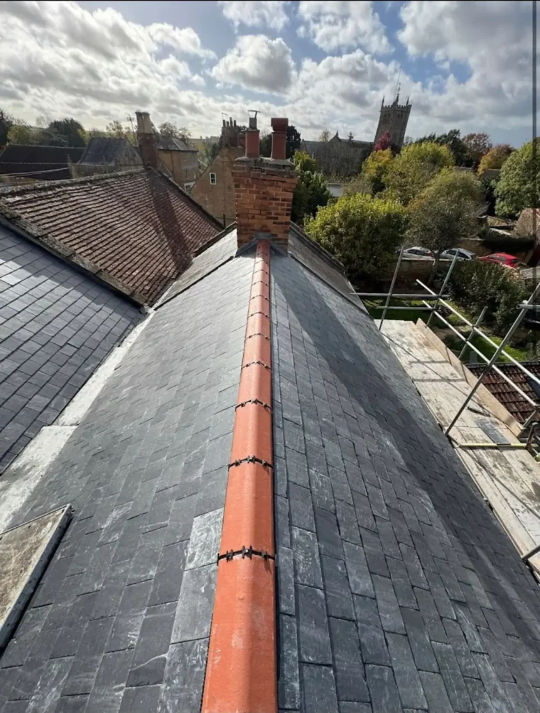 17 slate roof terracotta ridge church view Somerset